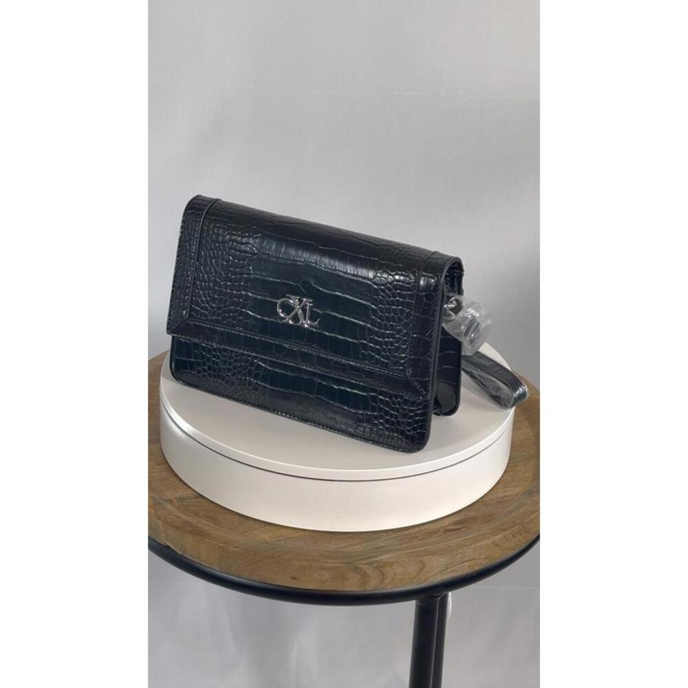 CXL Christian Lacroix Elysees Rectangle Croco Crossbody Bag Black, NWT - Picture 3 of 6